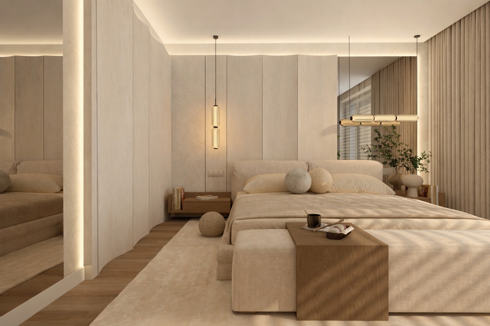 Sypialnia z miękkim światłem